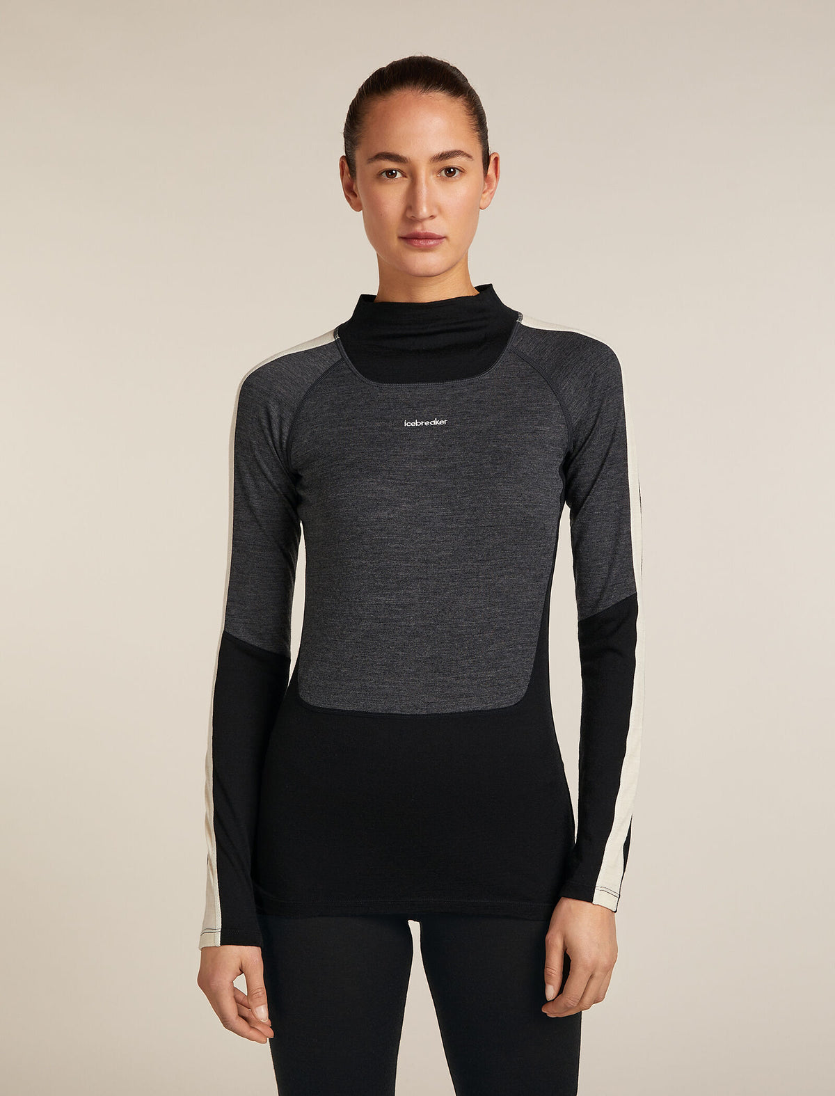 Women's 200 Oasis+ High Neck Thermal Top Black/Jet Hthr - 1