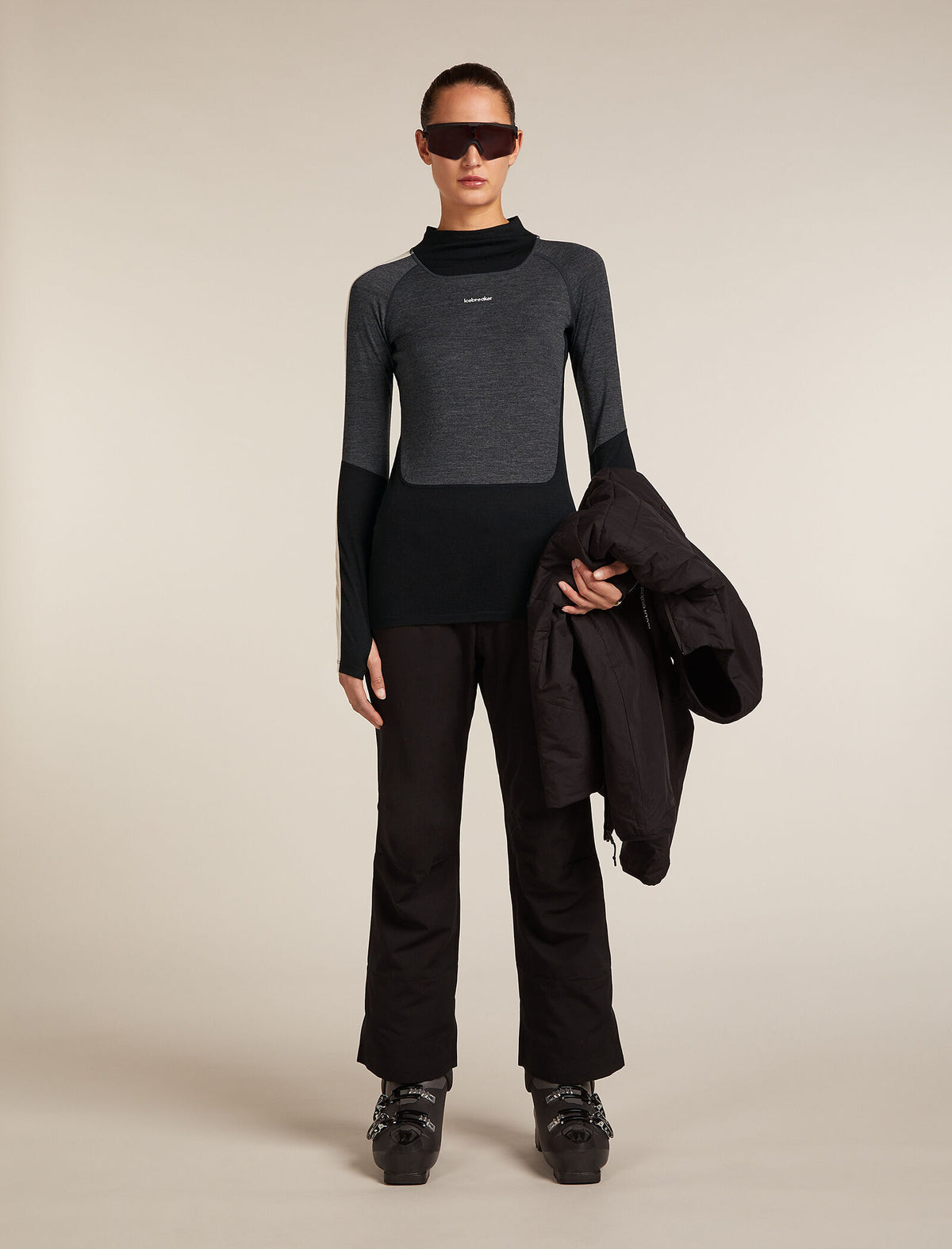 Women's 200 Oasis+ High Neck Thermal Top Black/Jet Hthr - 4