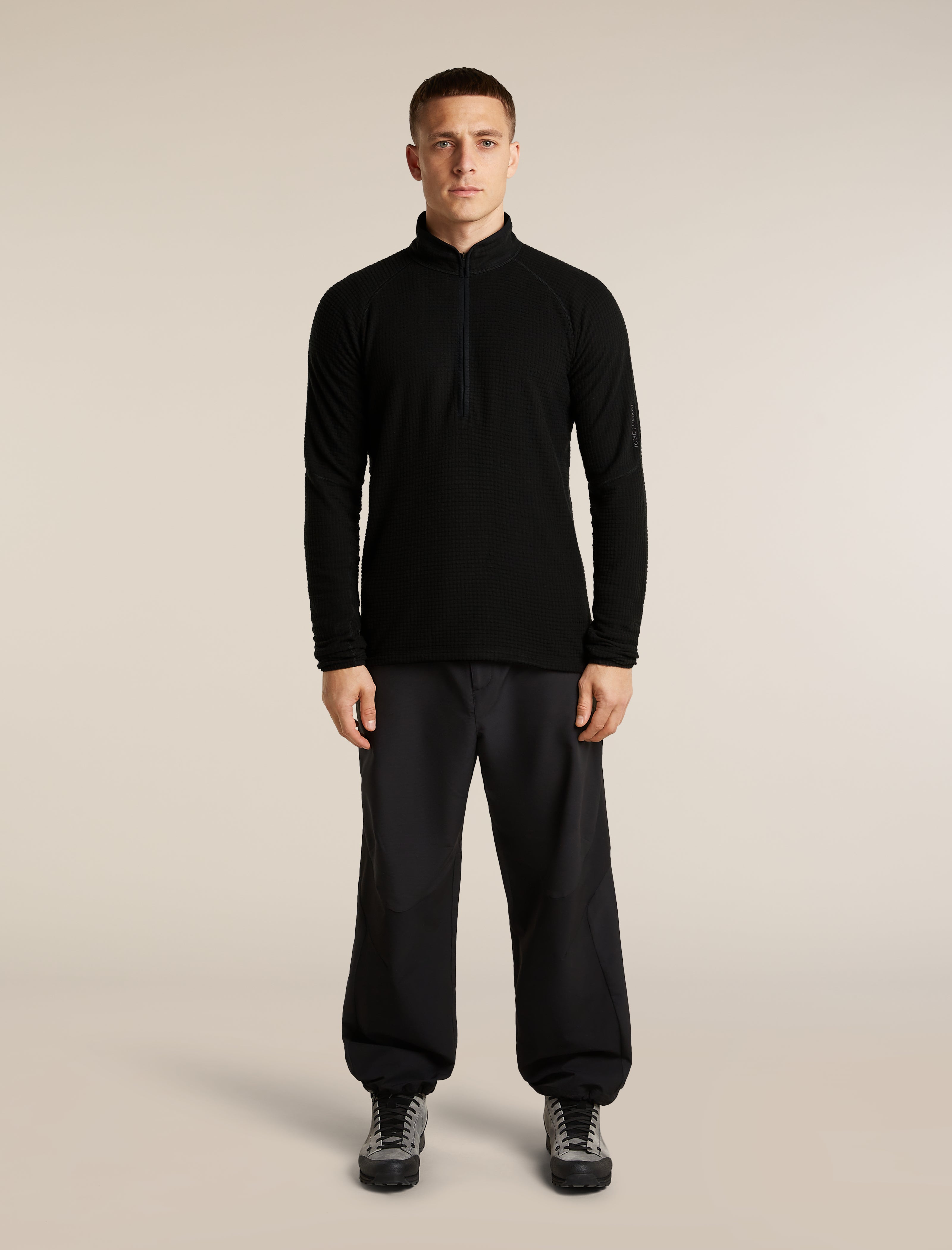 Men's 400 RealFleece™ Grid Peaksland Half Zip | icebreaker DK Black