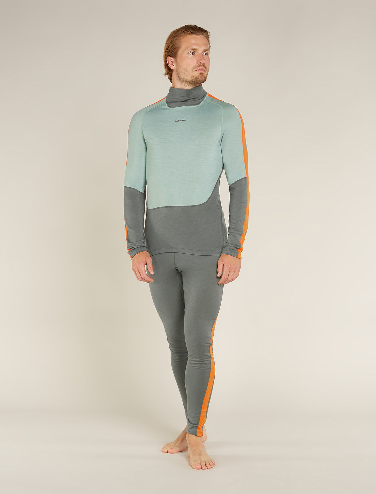 Men's 200 Sonebula Long Sleeve High Neck Thermal Top Galaxy/Moss/Blaze - 3