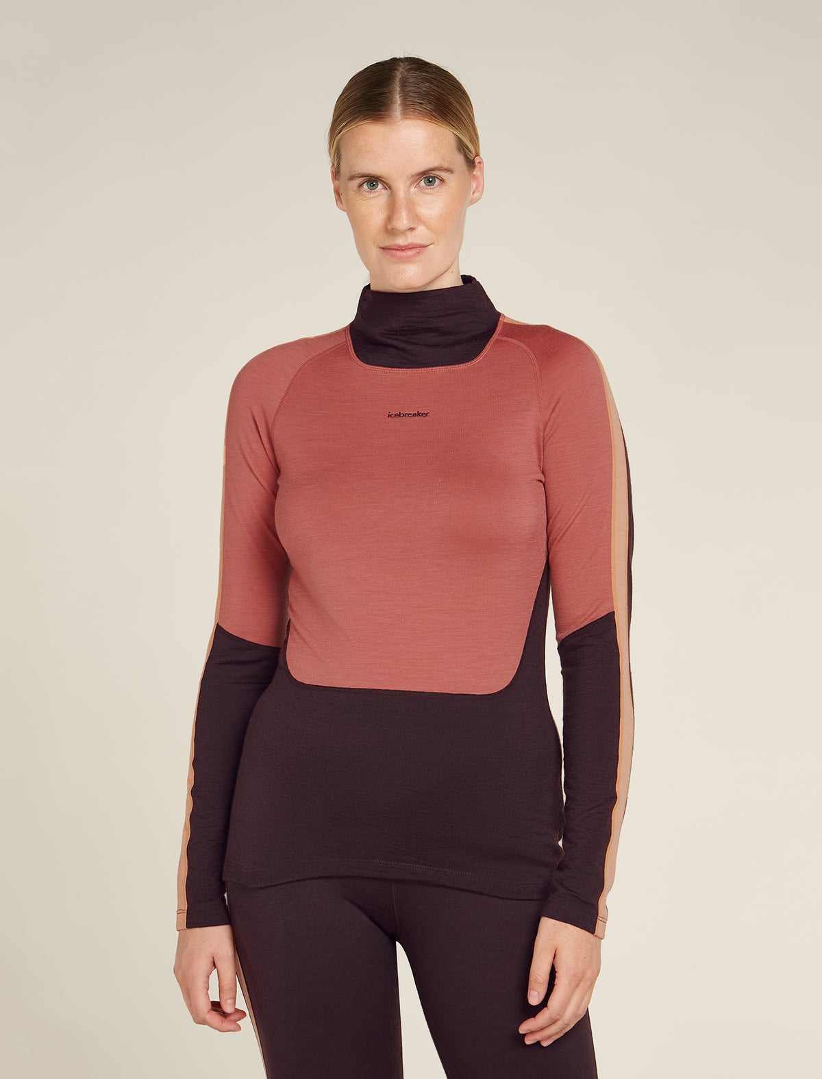 Women's 200 Sonebula Long Sleeve High Neck Thermal Top Bittersweet/Cedar - 1