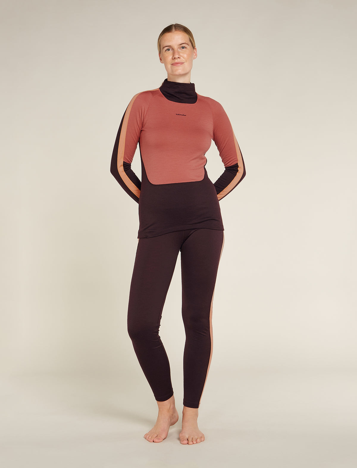 Women's 200 Sonebula Long Sleeve High Neck Thermal Top Bittersweet/Cedar - 3