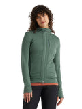 Women's Merino Quantum III Long Sleeve Zip Hoodie Sage - 1