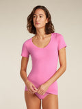 Maglia con scollo a cuore e maniche corte in lana merino Siren Donna  - 1