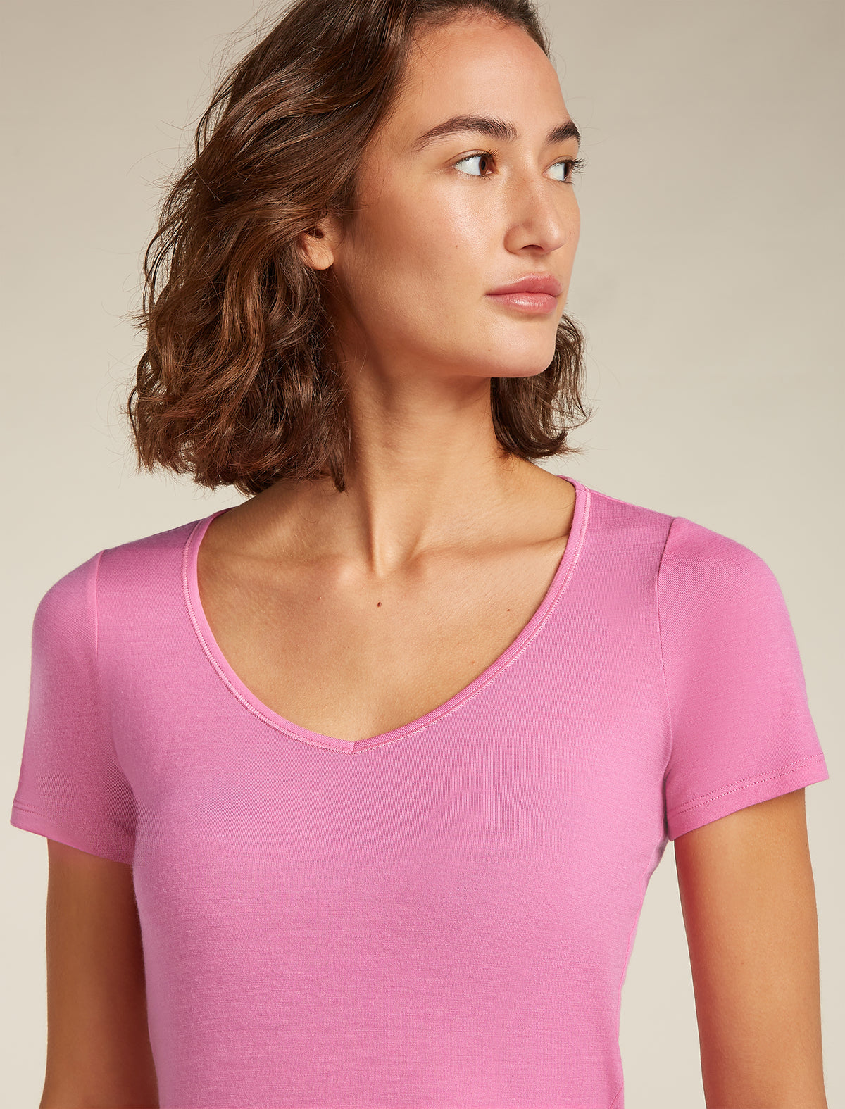 Maglia con scollo a cuore e maniche corte in lana merino Siren Donna  - 7