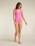 Maglia con scollo a cuore e maniche corte in lana merino Siren Donna  - 3