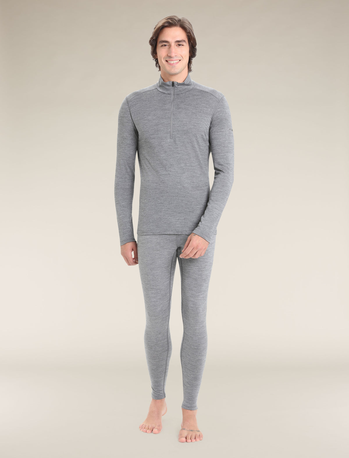 Men's Merino 200 Oasis Long Sleeve Half Zip Thermal Top Gritstone Heather - 3