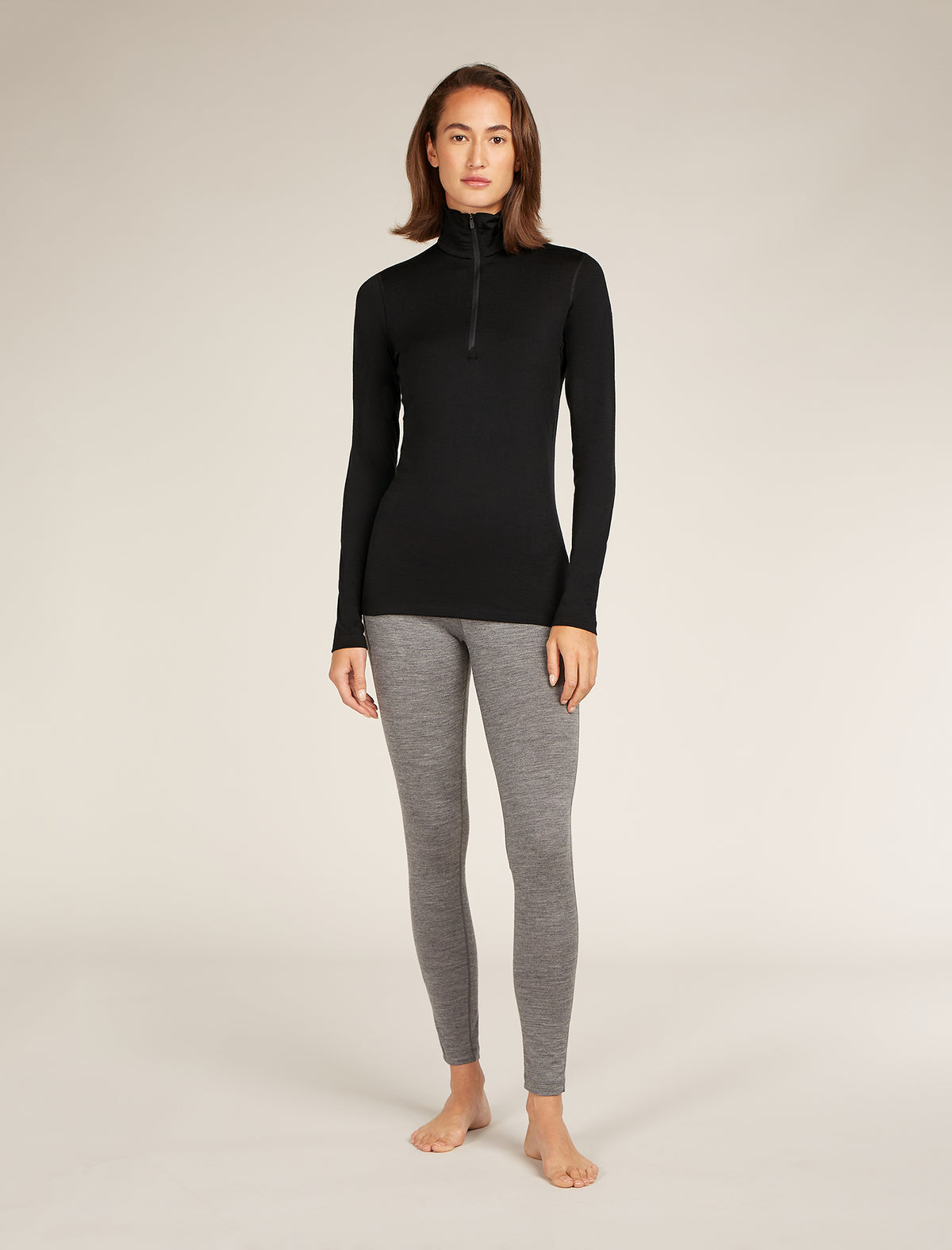 Women's Merino 200 Oasis Long Sleeve Half Zip Thermal Top Black - 3