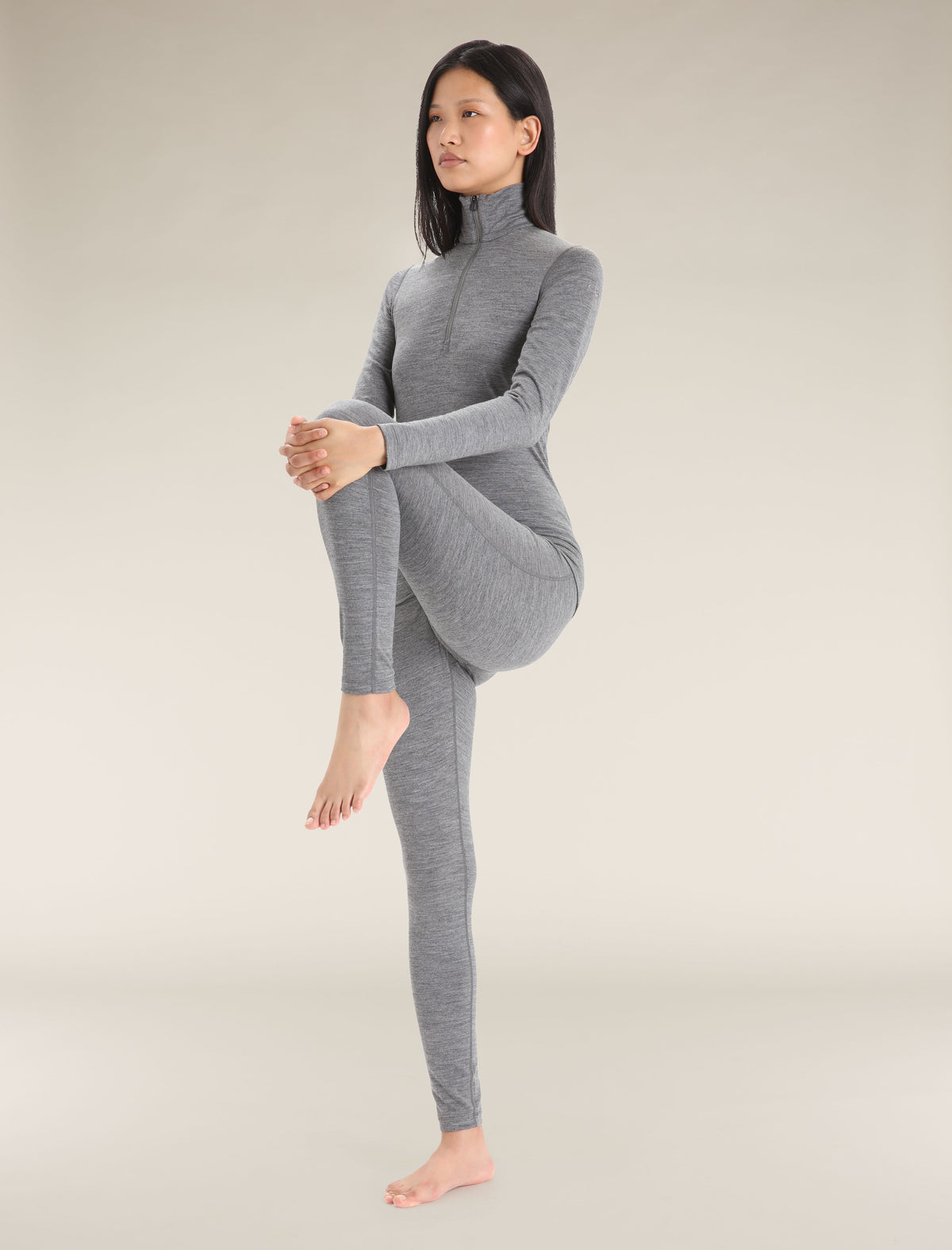 Women's Merino 200 Oasis Long Sleeve Half Zip Thermal Top Gritstone Heather - 3