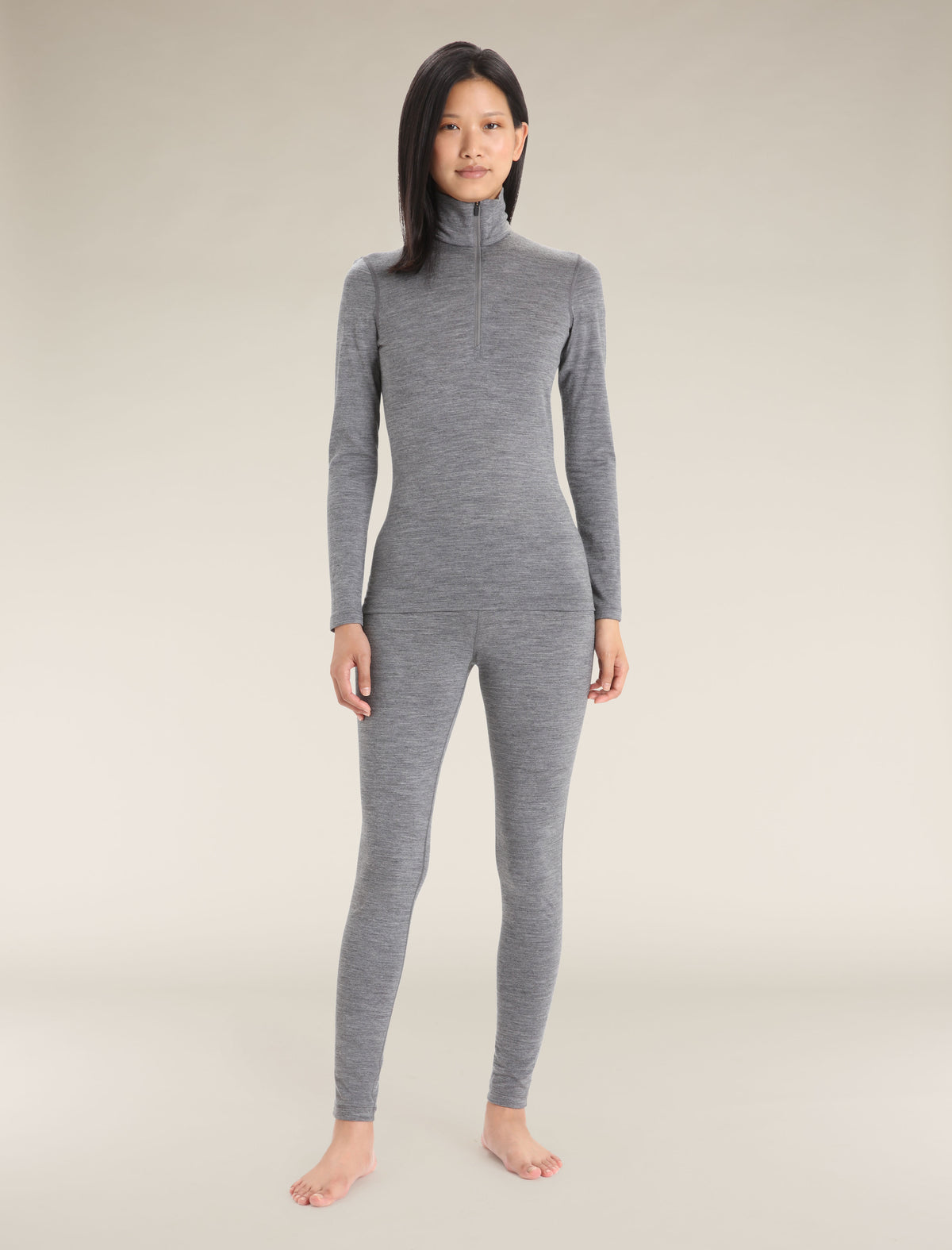 Women's Merino 200 Oasis Long Sleeve Half Zip Thermal Top Gritstone Heather - 4