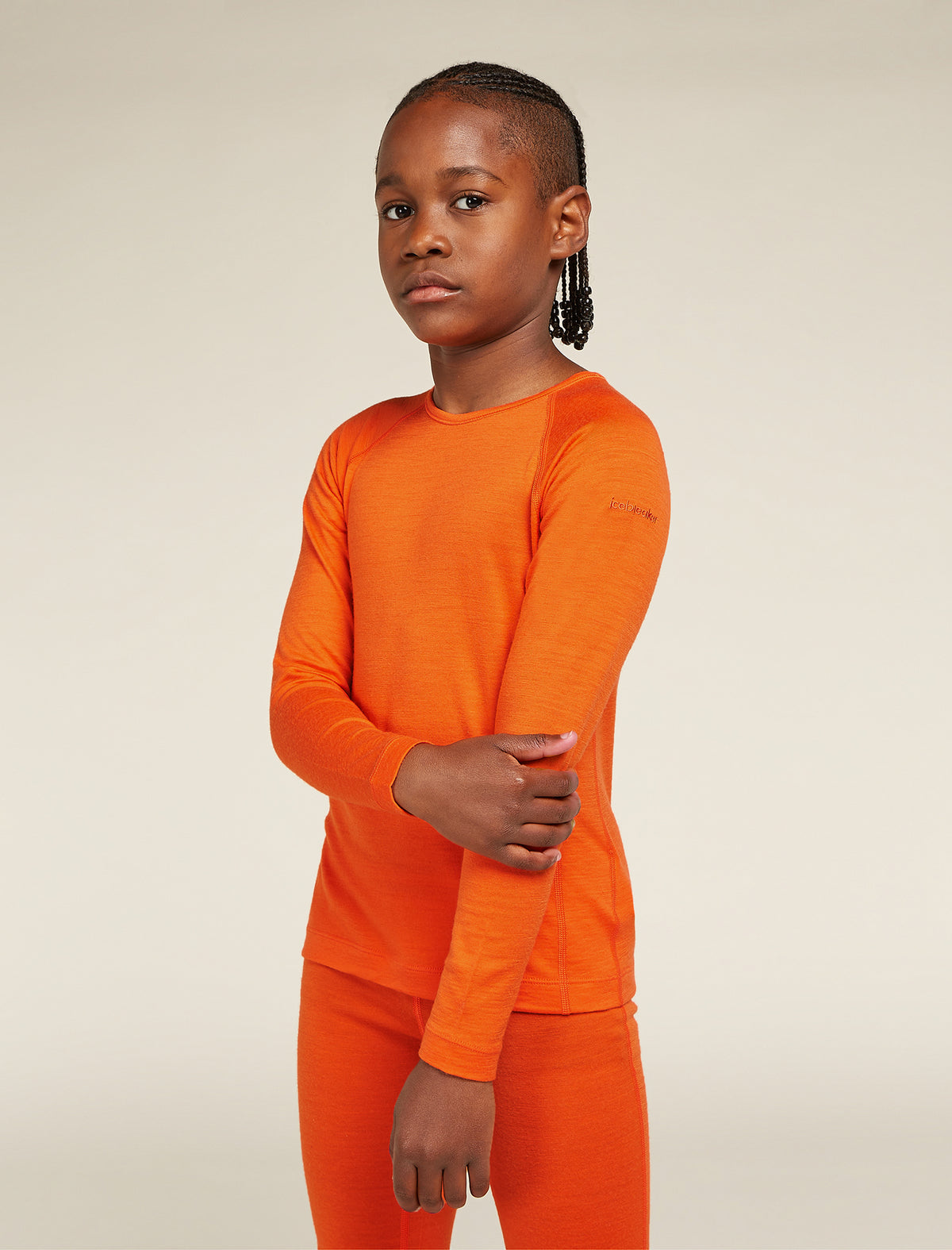 Kids’ Merino 200 Oasis Long Sleeve Crew Thermal Top Blaze - 1