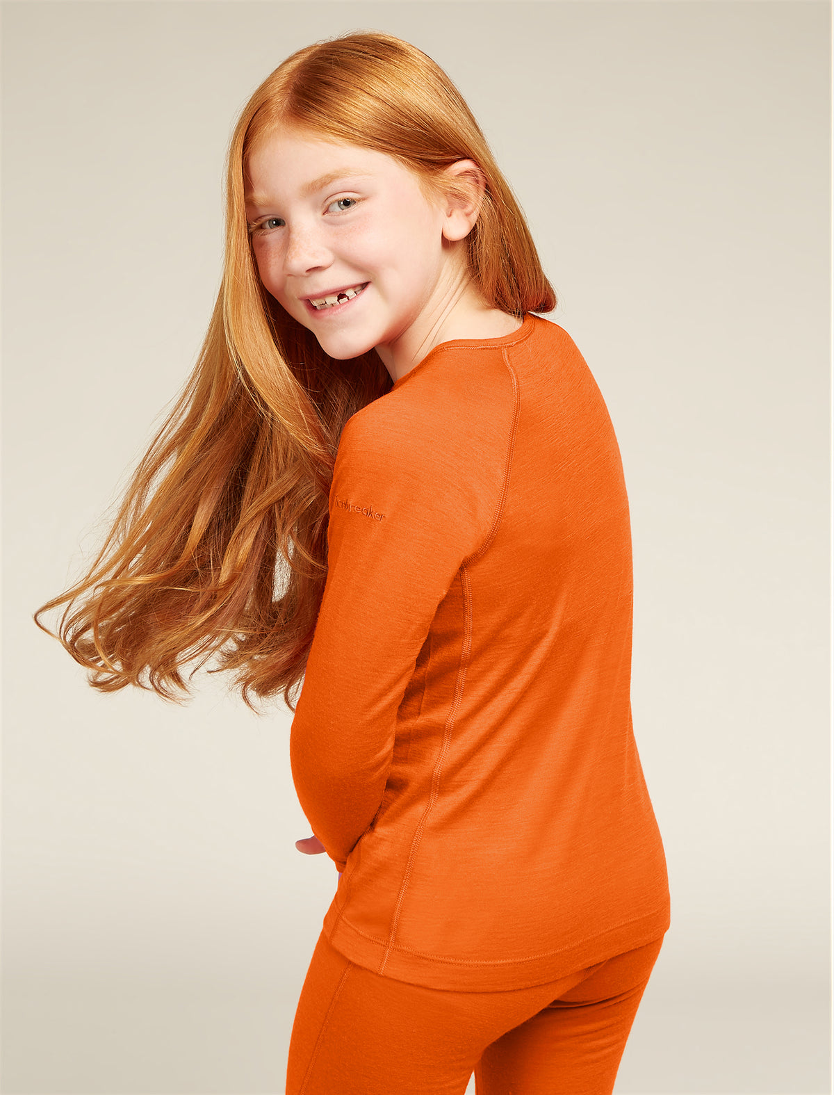 Kids’ Merino 200 Oasis Long Sleeve Crew Thermal Top Blaze - 4