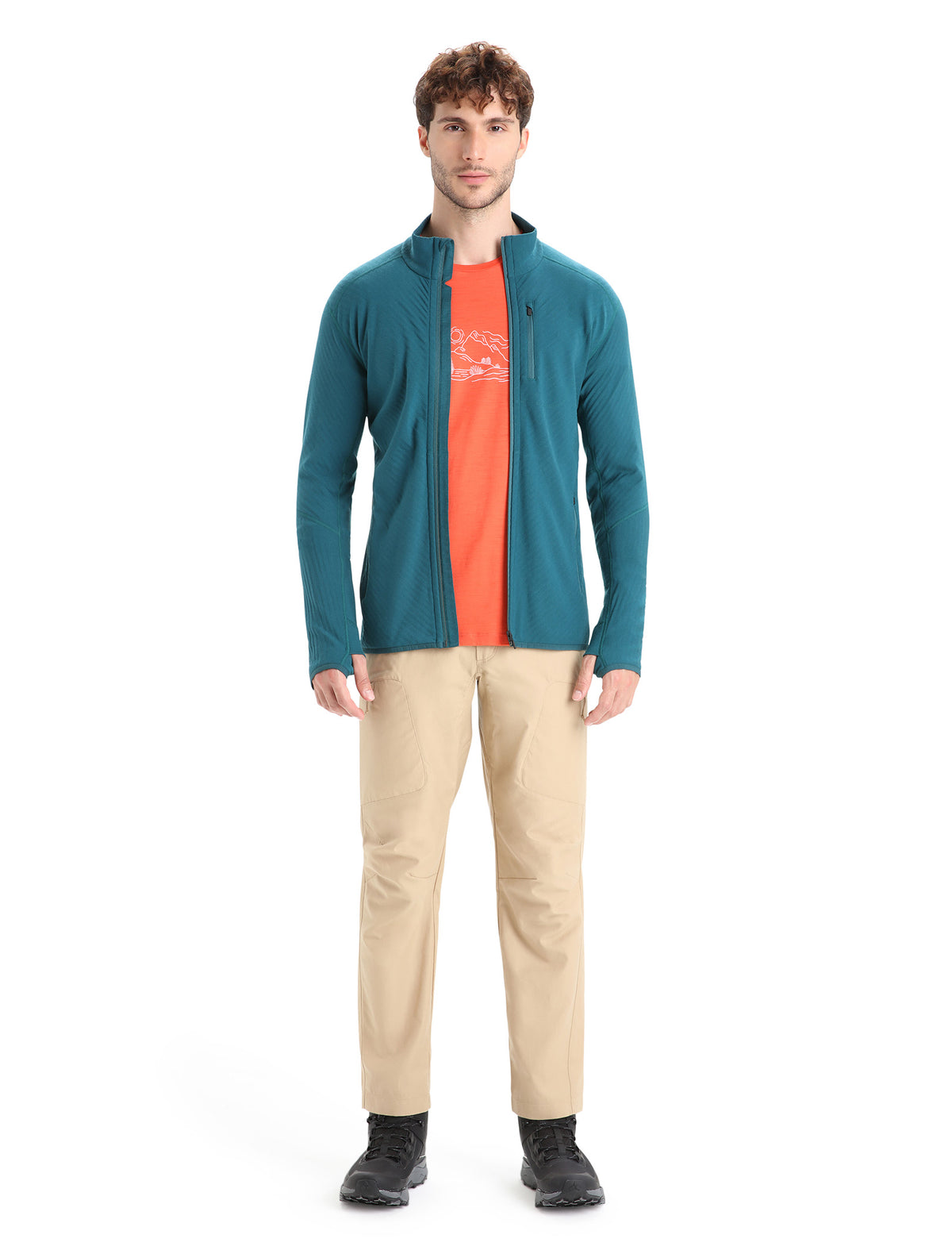 Men's Descender Long Sleeve Zip Jacket Green Glory - 3