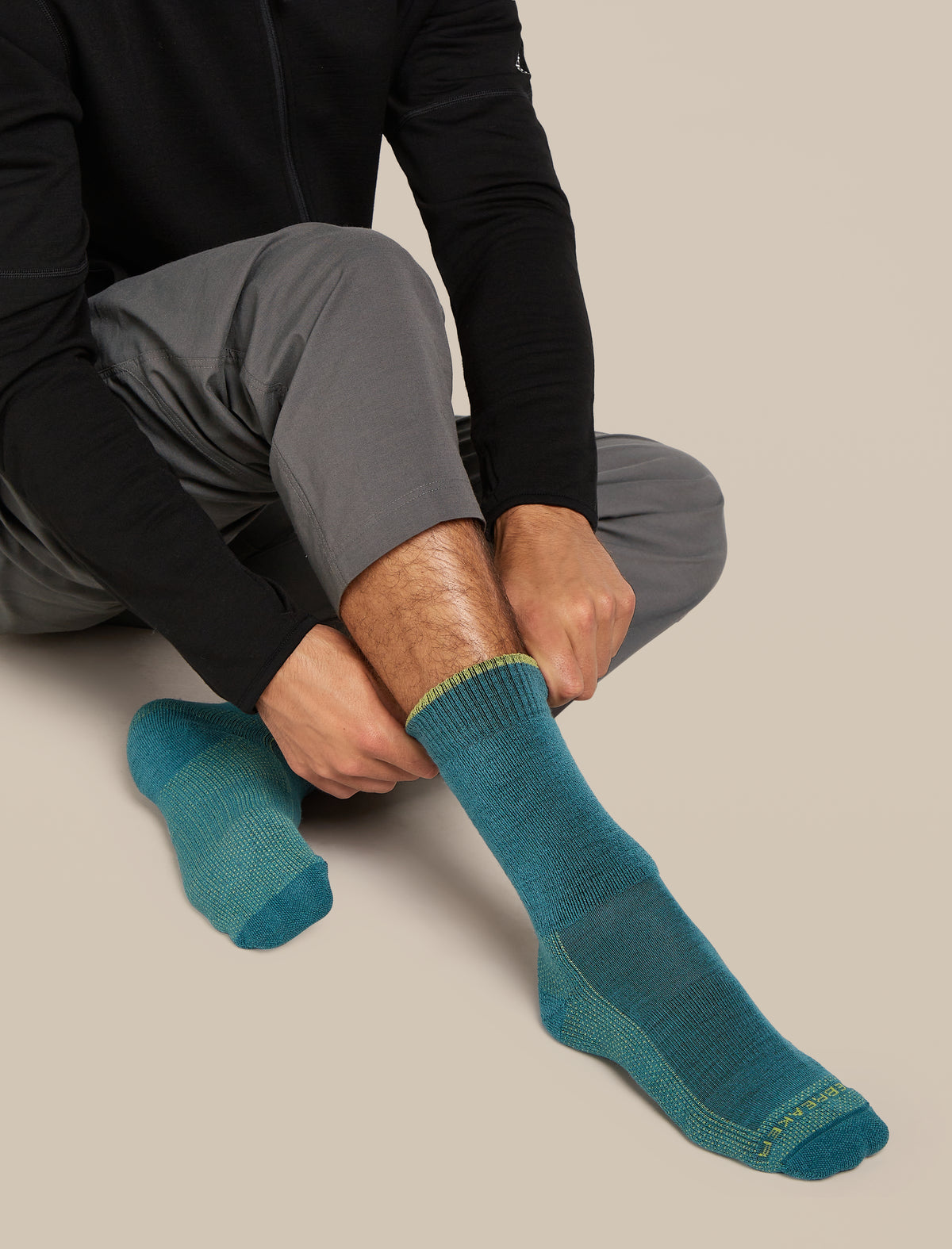 Men's Men Hike Crew Socks Topaz/Peridot - 1