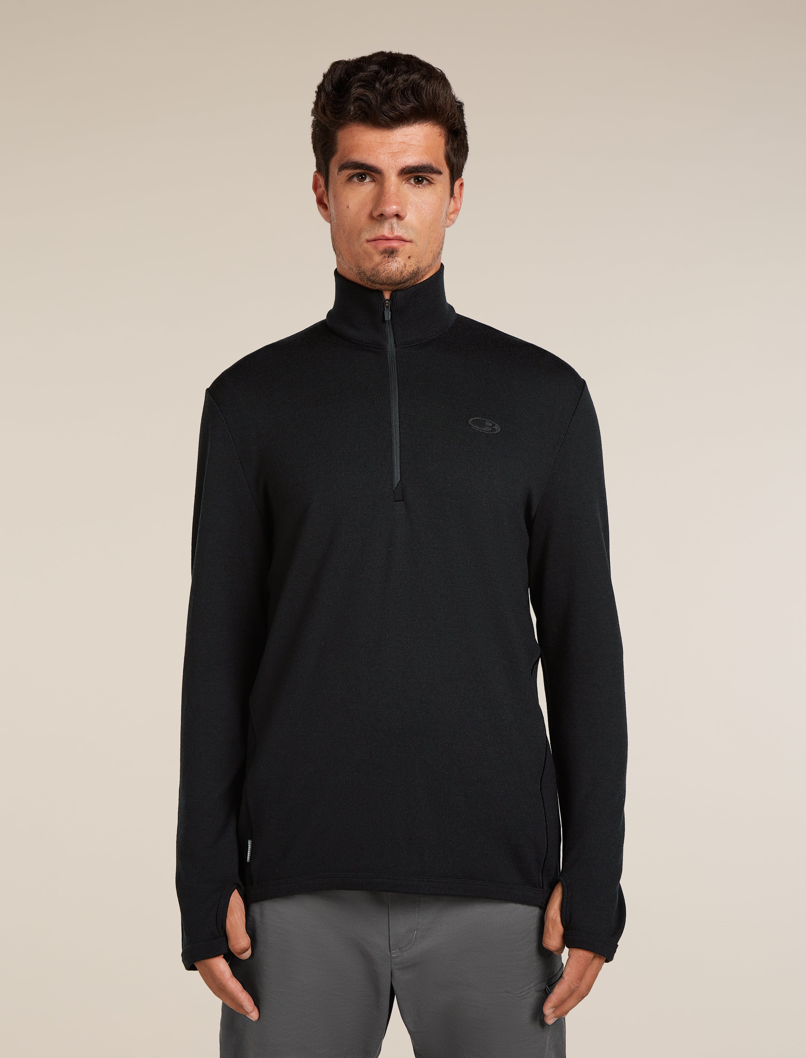 メンズウェア BRIEFING BACK LOGO LINE LS HALF ZIP Men's Merino Original Long Sleeve Half Zip Top| icebreaker