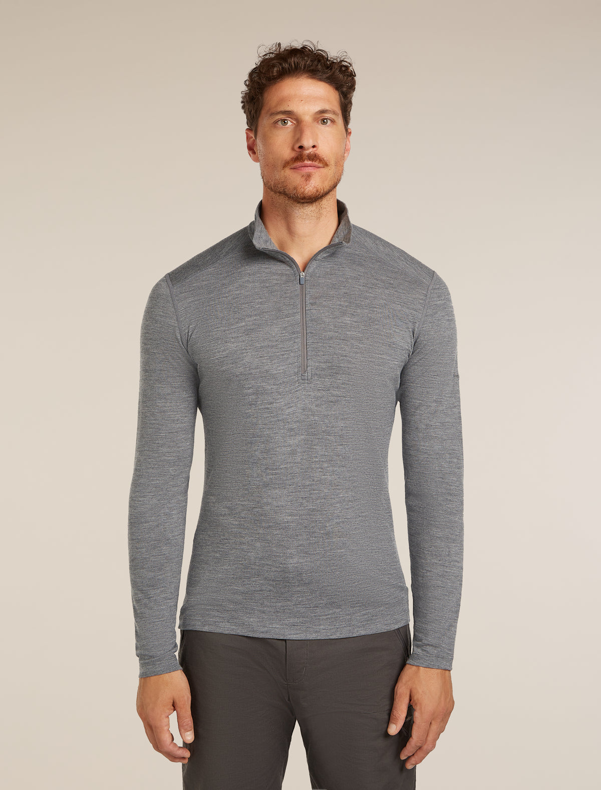 Men's 200 Oasis Half Zip Thermal Top Gritstone Heather - 1