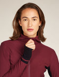 Women's Descender Long Sleeve Zip Hoodie Port/Black - 4