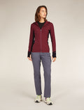 Women's Descender Long Sleeve Zip Hoodie Port/Black - 3