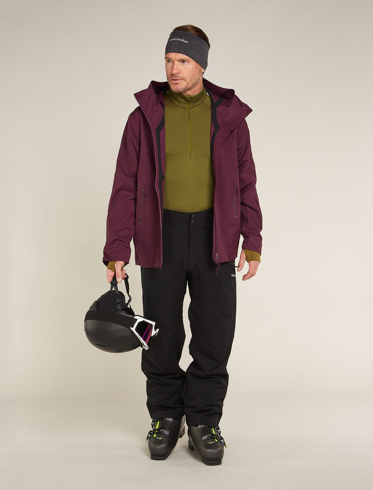 Herr 260 ZoneKnit™ långärmad termisk topp i merino med halvlång dragkedja  - 4