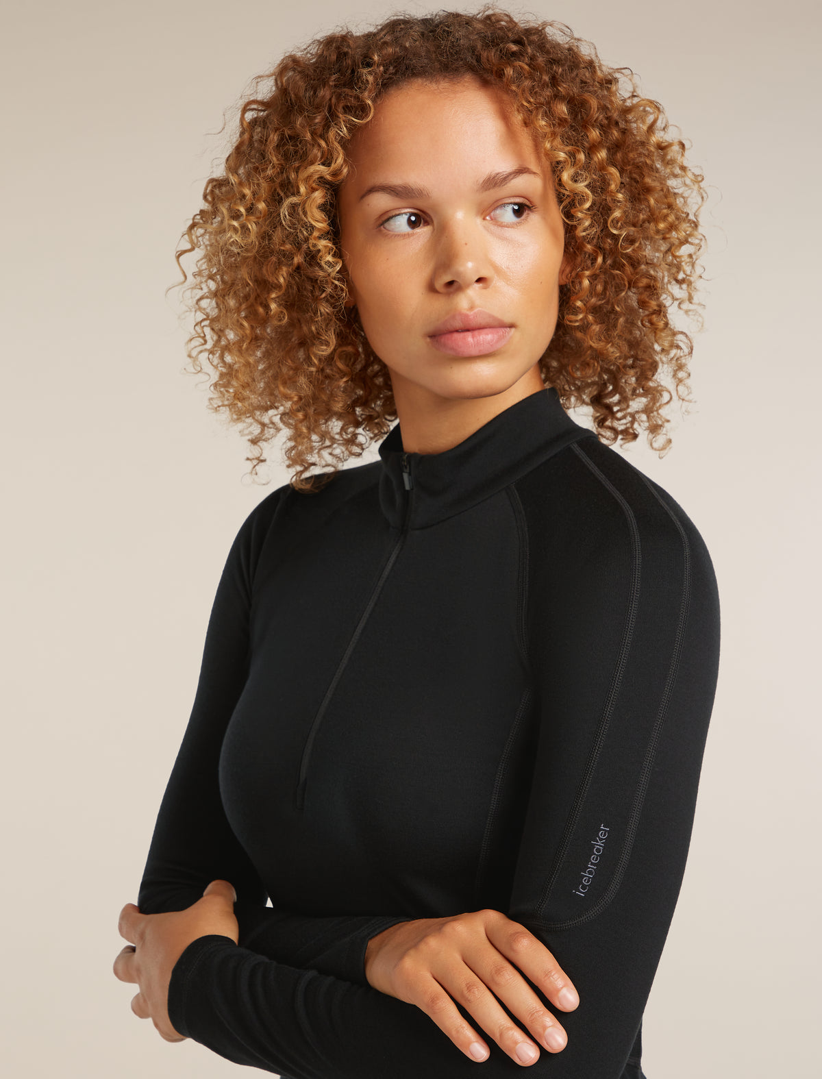 Women's 300 Polar Half Zip Thermal Top Black - 5