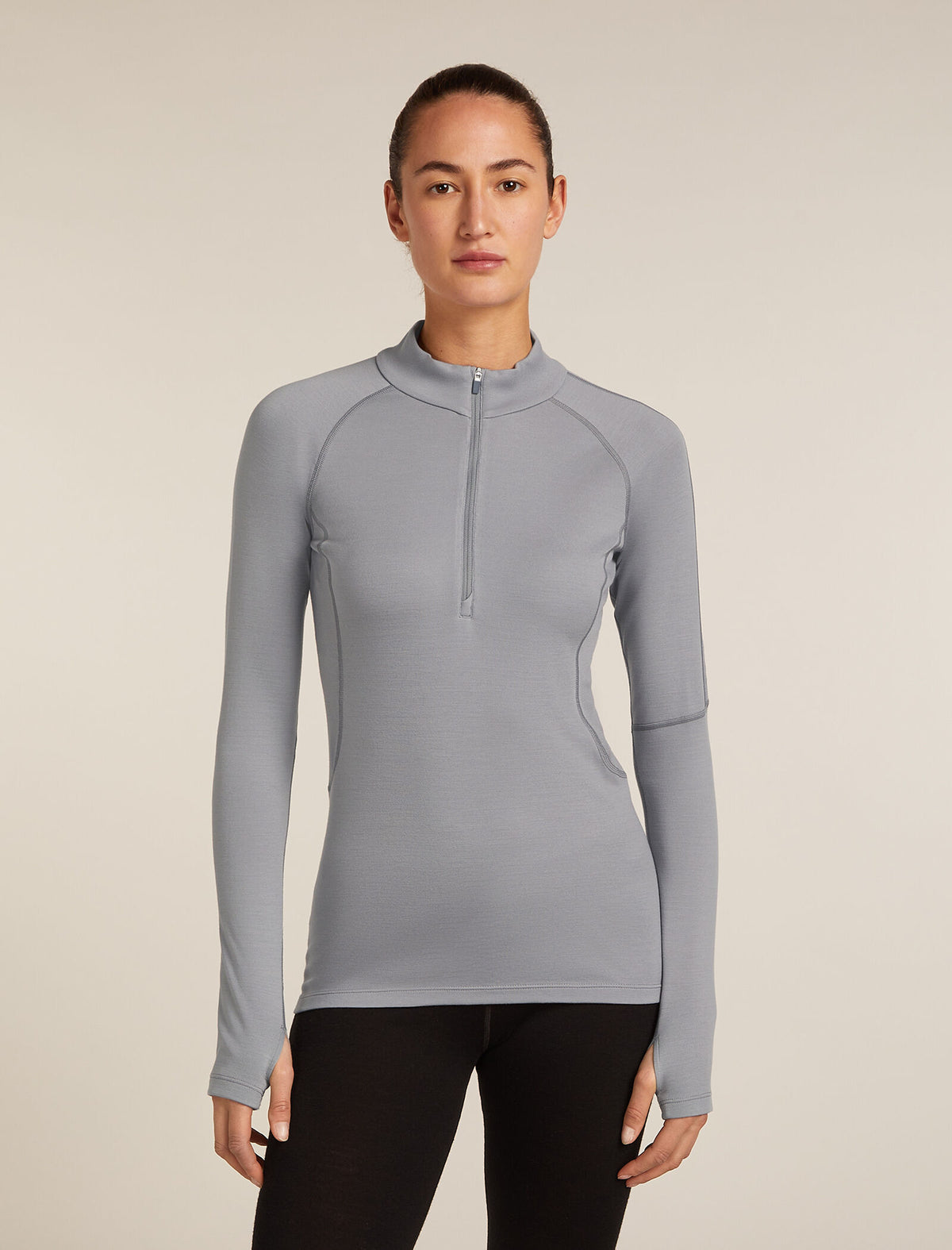 Top termiczny z wełny merino 300 MerinoFine™ Polar z długim rękawem zapinany do połowy na zamek błyskawiczny dla kobiet  - 1
