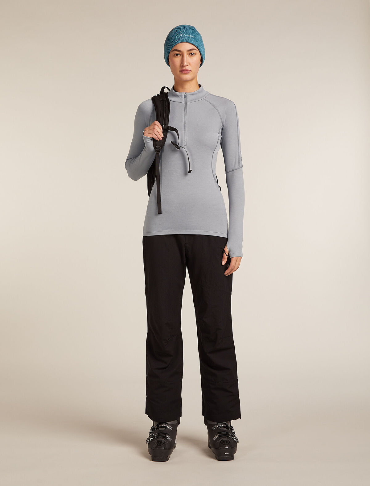 Top termiczny z wełny merino 300 MerinoFine™ Polar z długim rękawem zapinany do połowy na zamek błyskawiczny dla kobiet  - 4