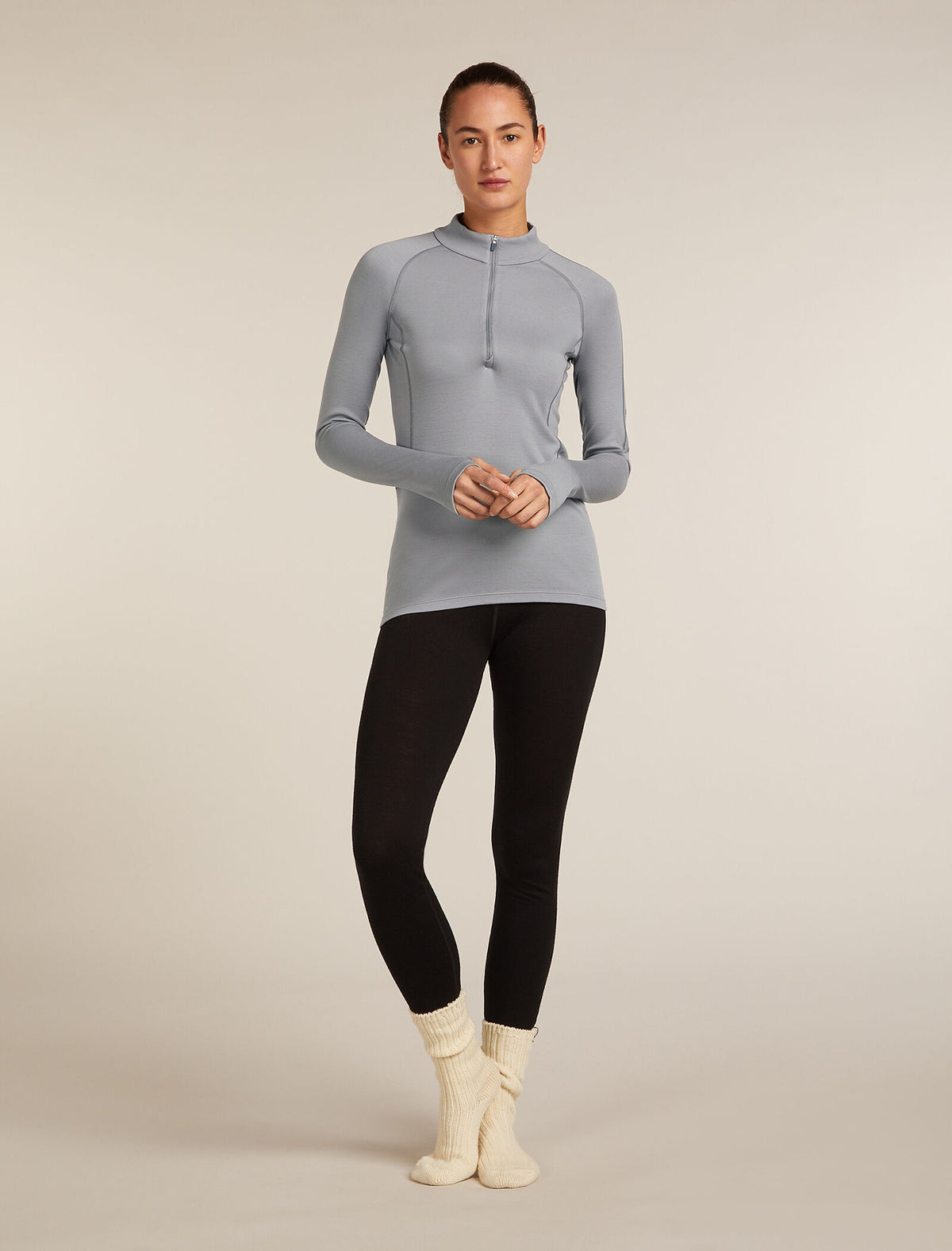 Top termiczny z wełny merino 300 MerinoFine™ Polar z długim rękawem zapinany do połowy na zamek błyskawiczny dla kobiet  - 7