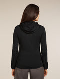 Women's Merino Blend Quantum Hybrid Long Sleeve Zip Hoodie Black - 2