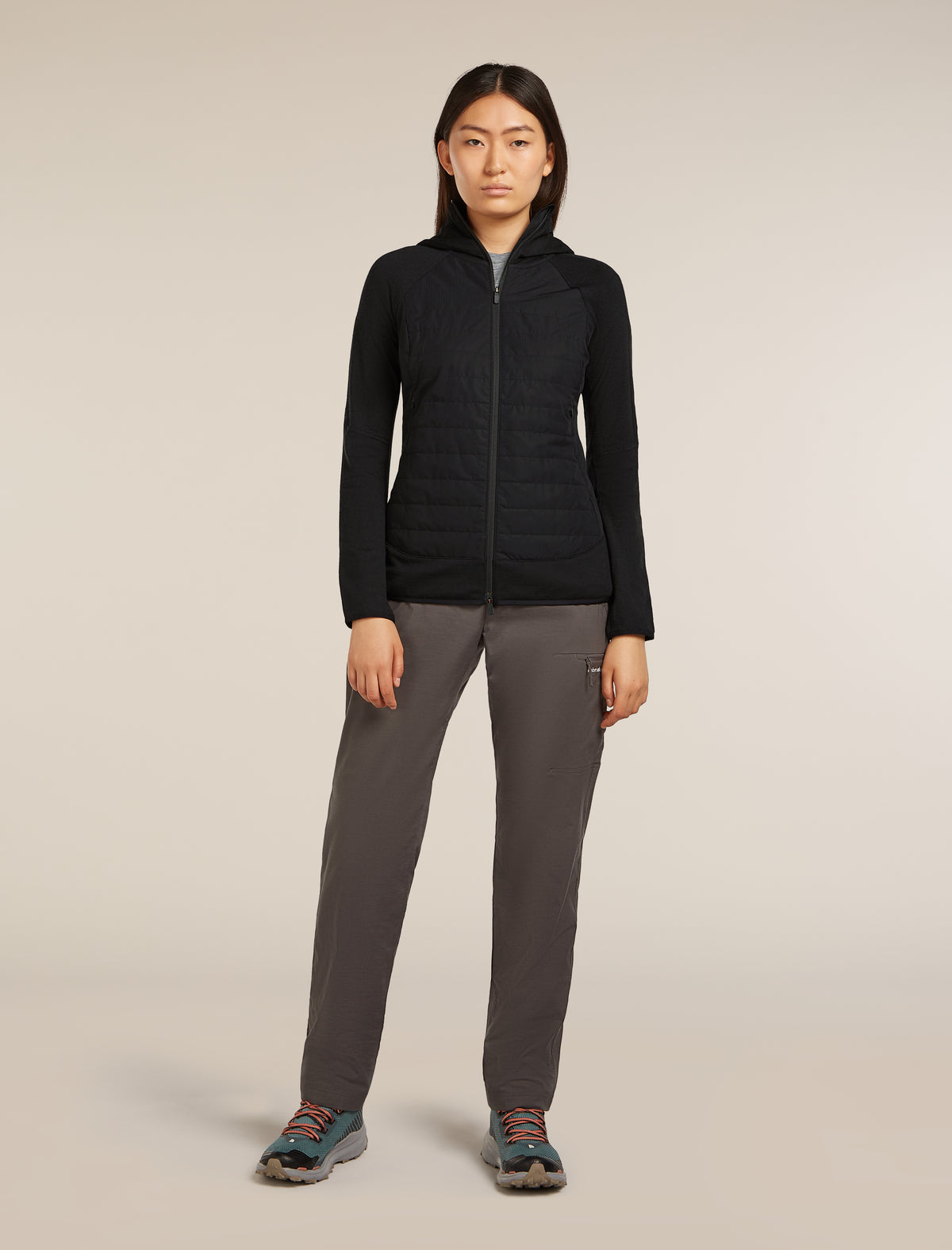 Haut à capuche, manches longues et glissière Quantum Hybrid en mélange de mérinos Women's  - 3