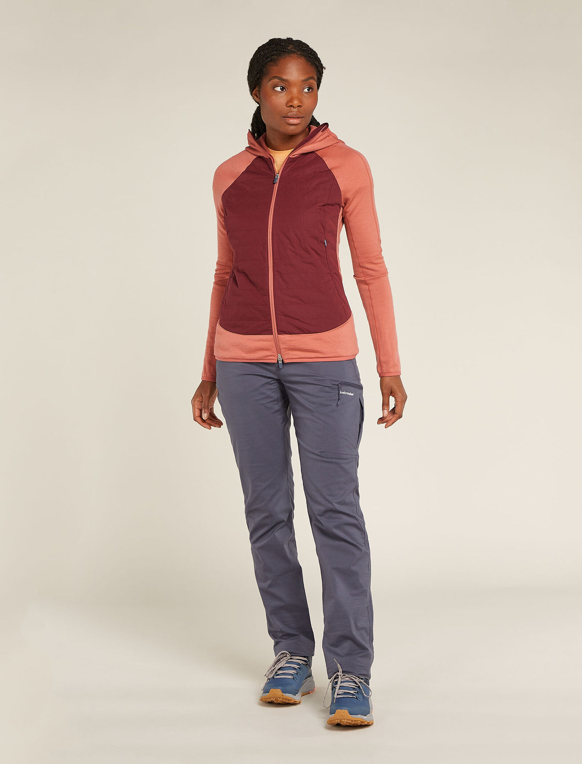 Haut à capuche, manches longues et glissière Quantum Hybrid en mélange de mérinos Women's  - 3