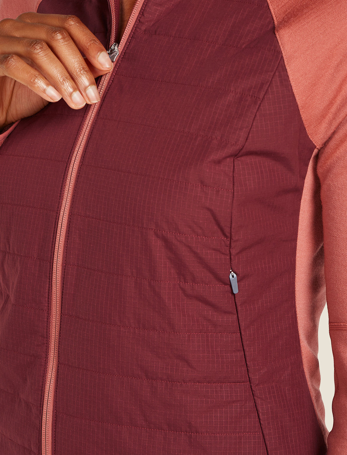 Haut à capuche, manches longues et glissière Quantum Hybrid en mélange de mérinos Women's  - 5