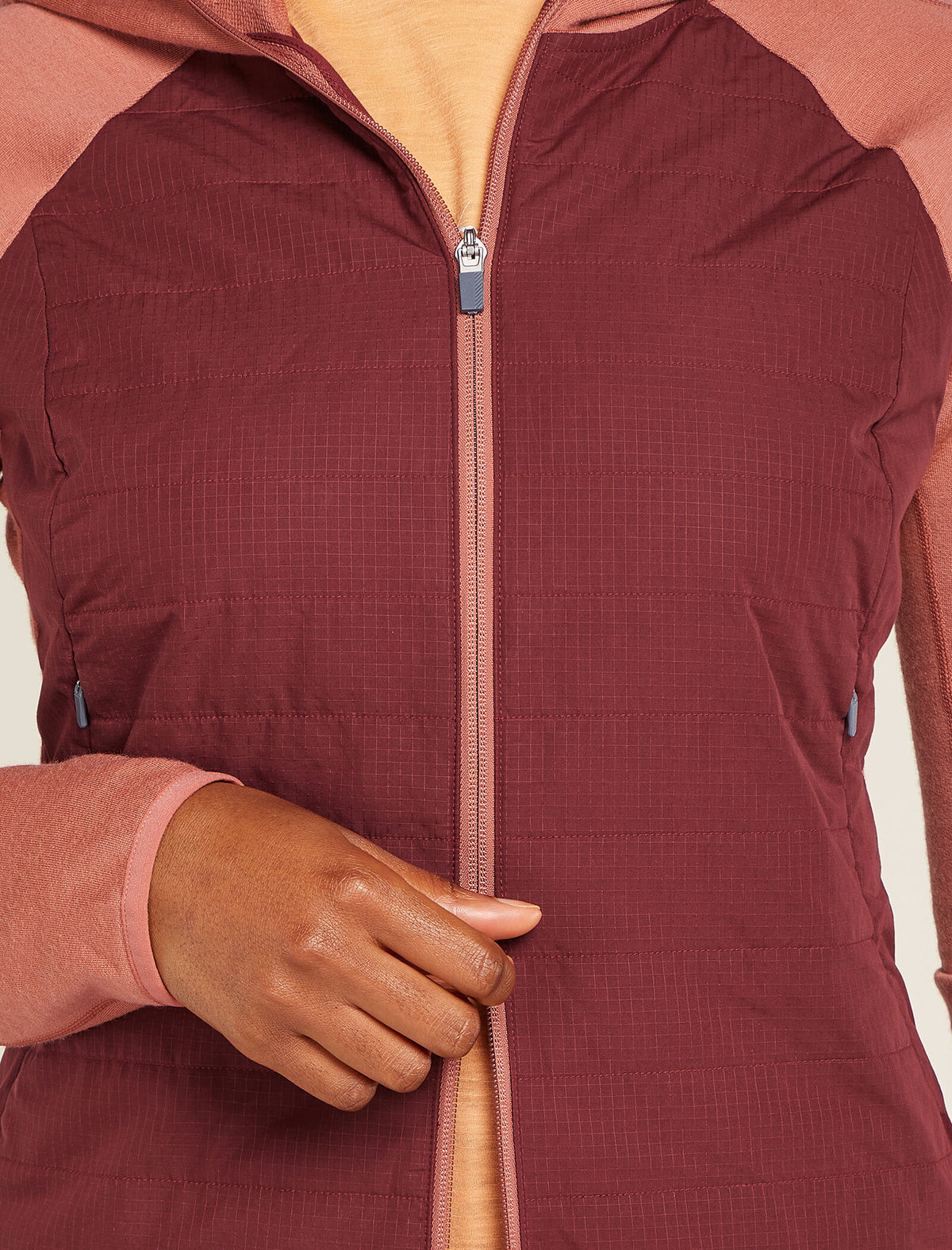 Haut à capuche, manches longues et glissière Quantum Hybrid en mélange de mérinos Women's  - 7