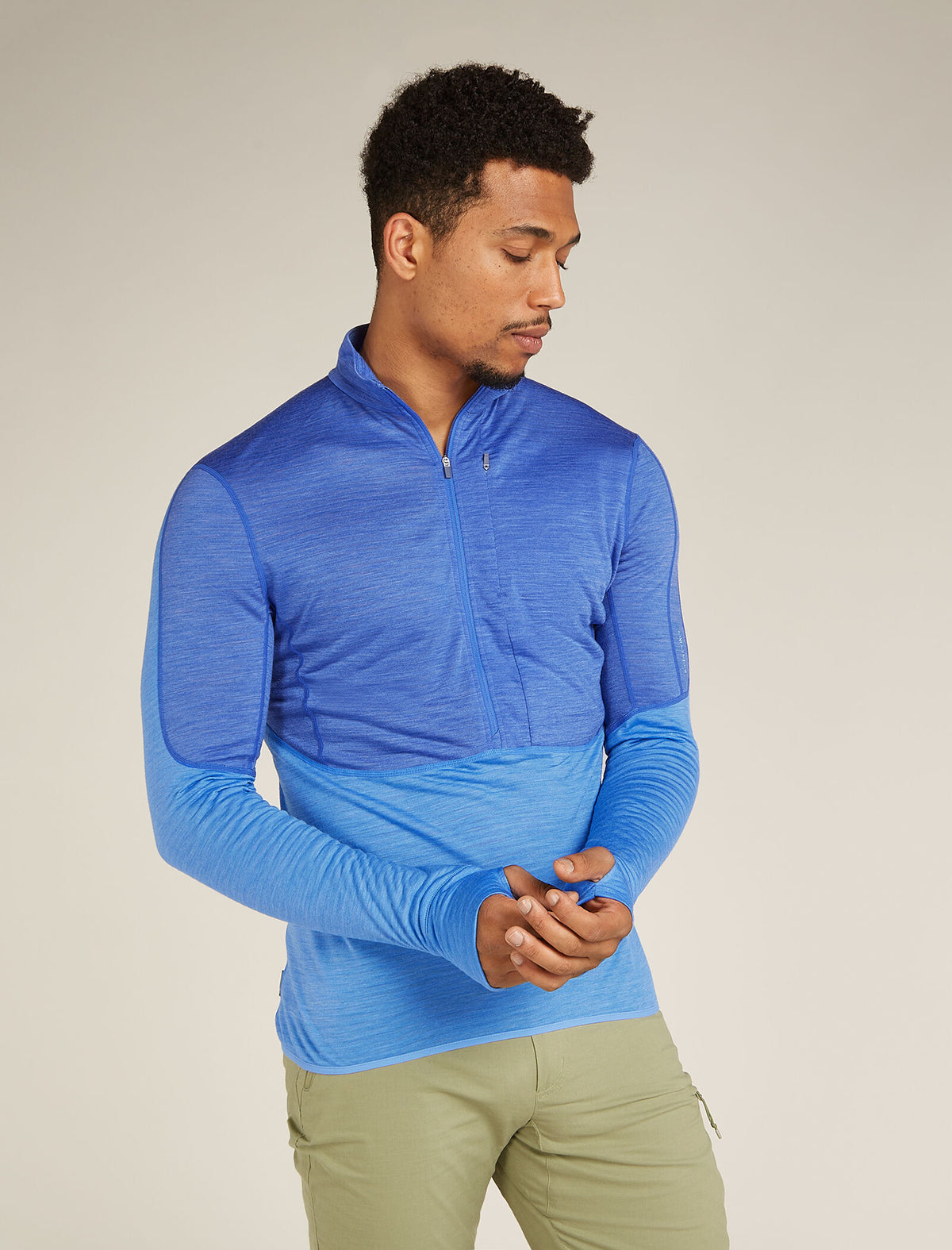 Men's Merino Blend 200 Realfleece™ Descender Long Sleeve Half Zip Top Brillant/Baja - 1