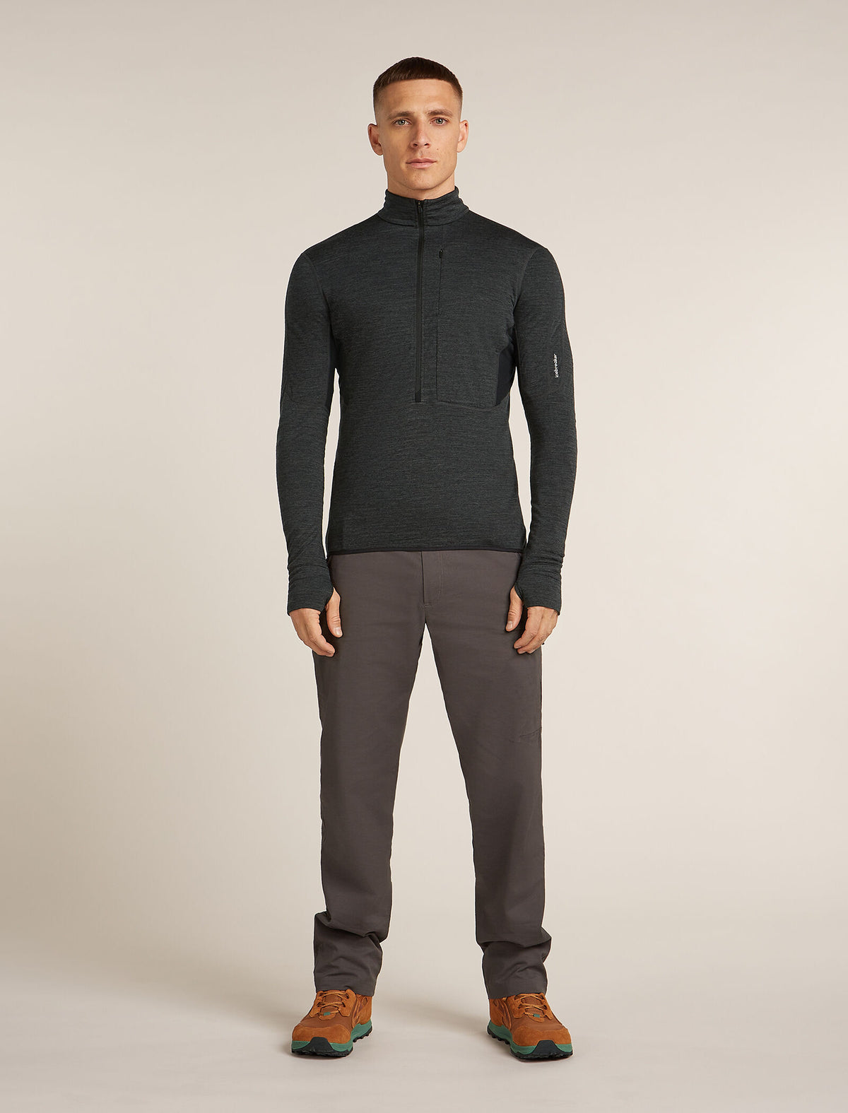 Men's 200 Descender Half Zip Jet Hthr/Black - 3