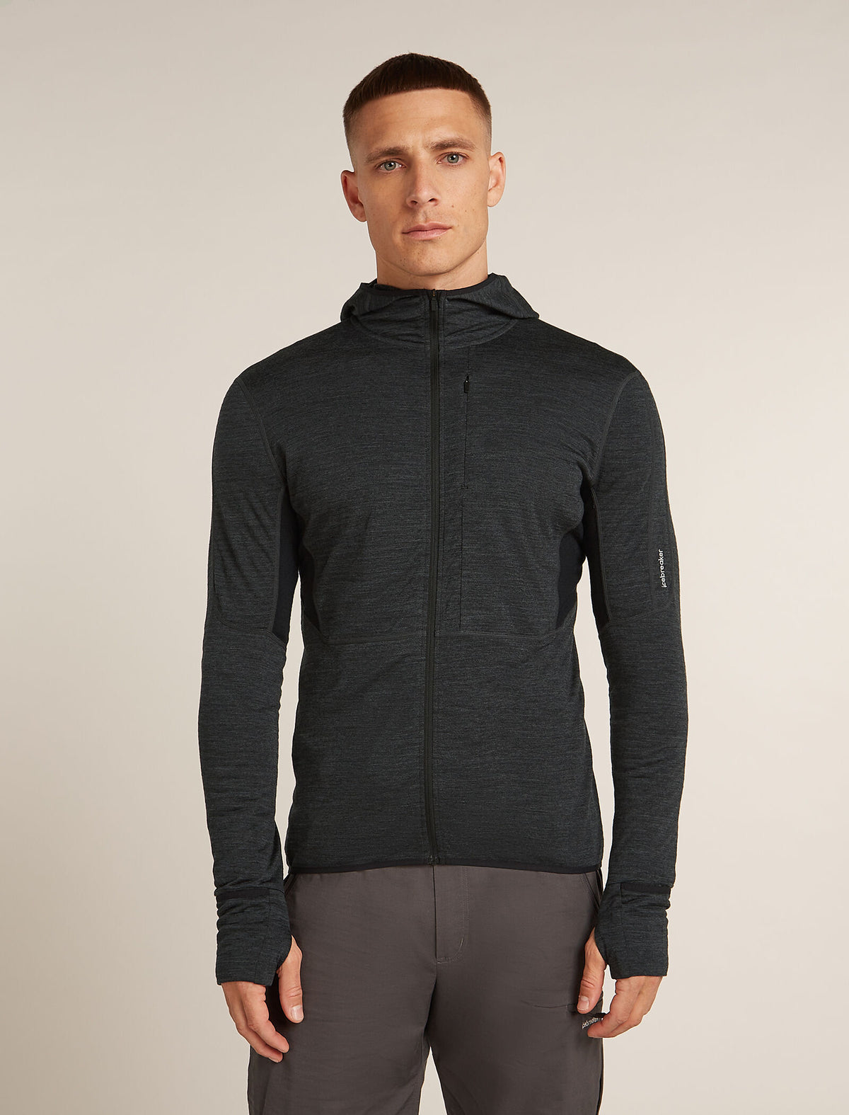 Men's 200 Descender Zip Hoodie Jet Hthr/Black - 1