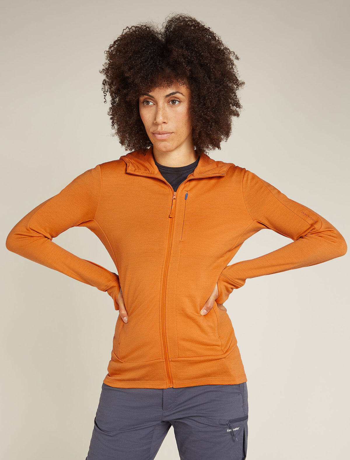Giacca con zip e cappuccio in lana merino 260 Quantum Donna  - 1