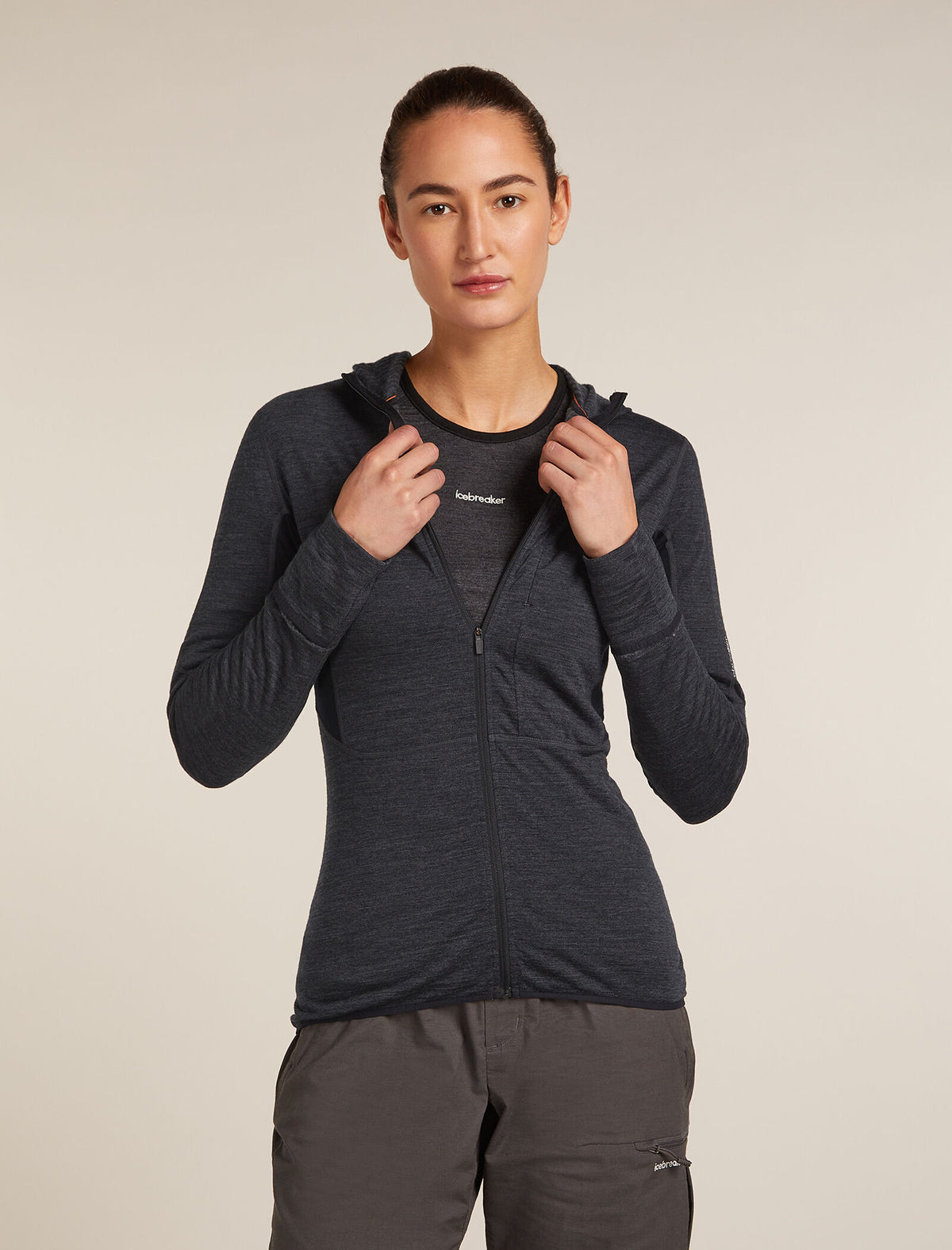 Women's 200 Descender Zip Hoodie Jet Hthr/Black - 1