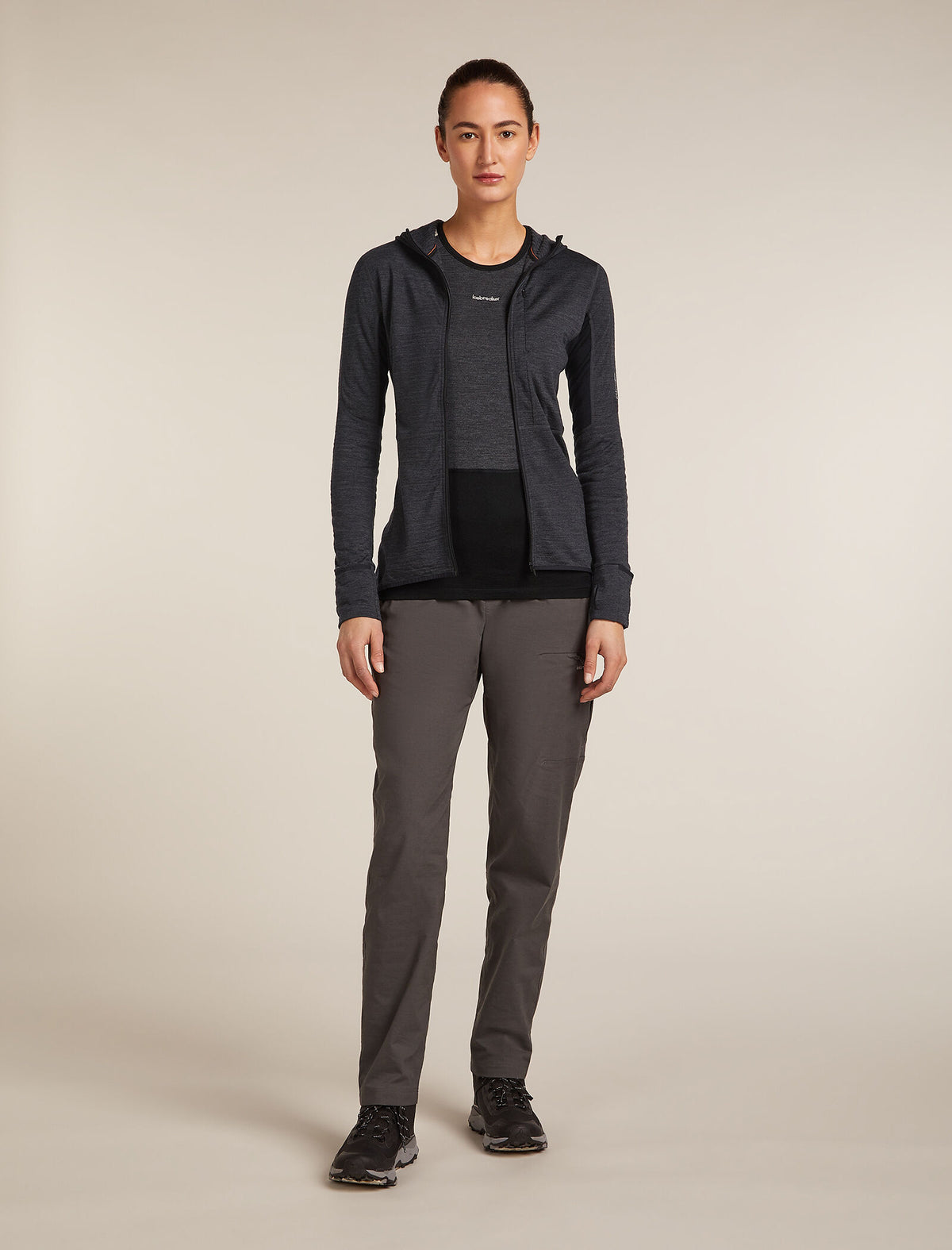 Women's 200 Descender Zip Hoodie Jet Hthr/Black - 3