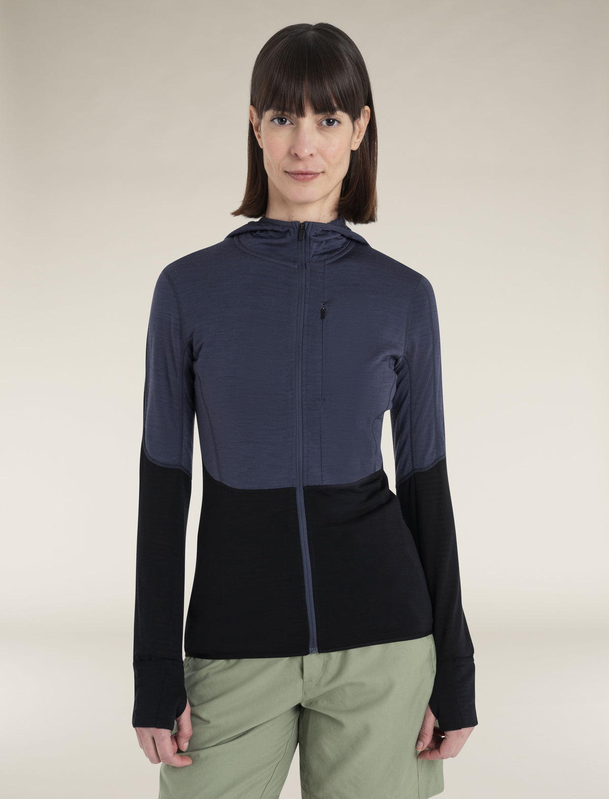 Dames 200 RealFleece™ Descender hoody met lange mouwen en rits van merinowolmix  - 1